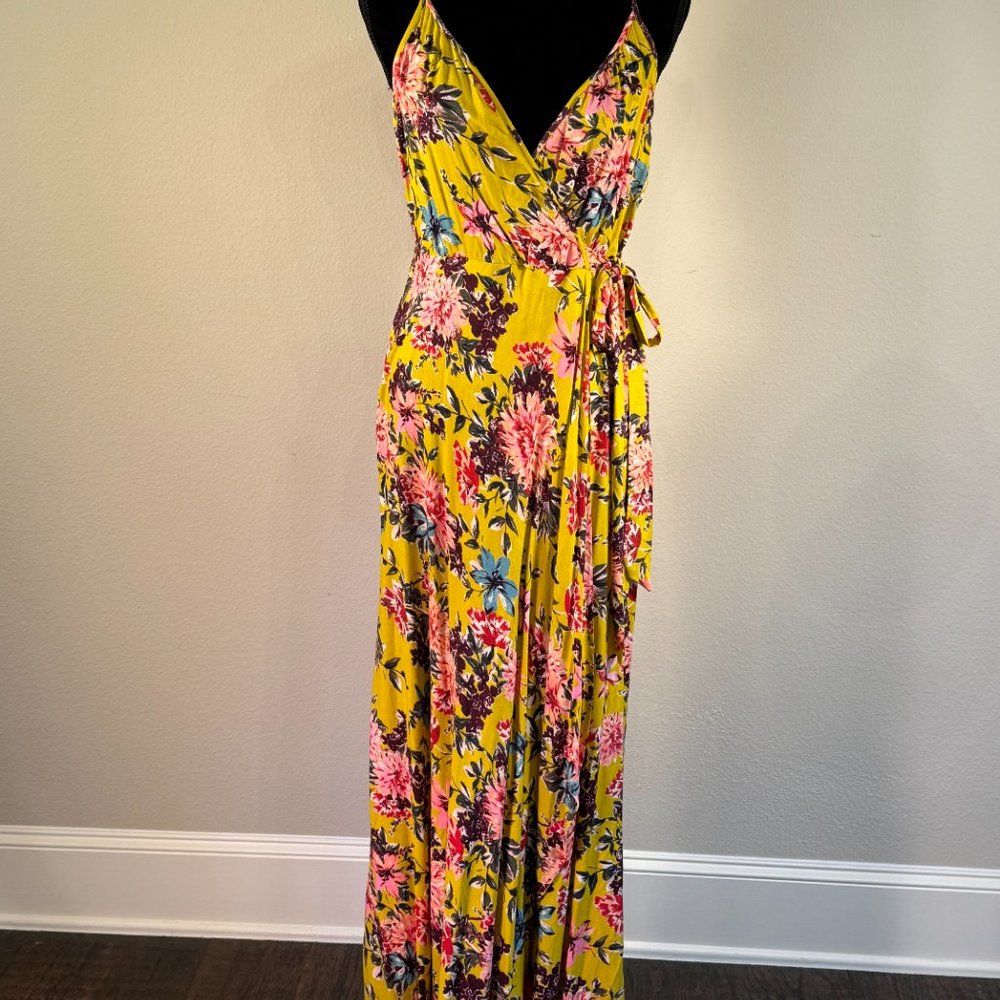 Band of Gypsies Yellow Wrap Front Maxi Size Medium